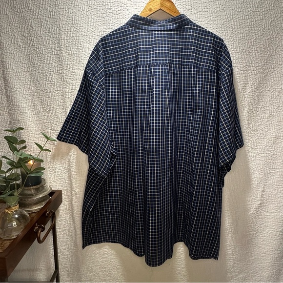 HB Harbor Bay Navy and White, Yellow Plaid  Short Sleeve Shirt 4XL - Picture 2 of 14